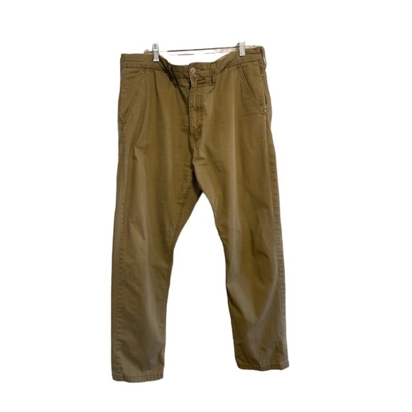 Men’s Levis 505 work trouser denim Jeans 38X32 khaki straight leg pants. - Picture 1 of 10